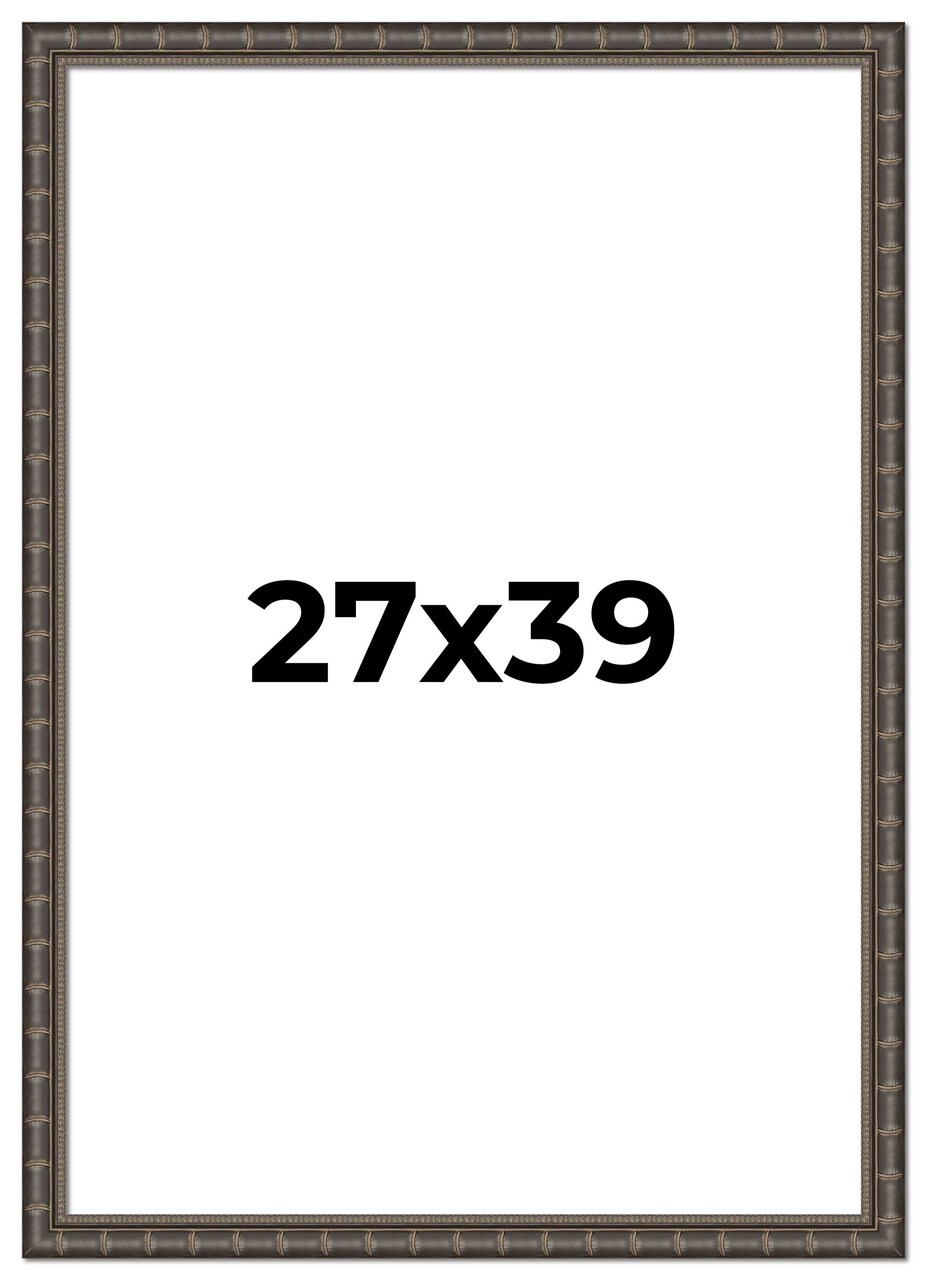 27x39 Modern Bamboo Picture Frame with UV-Resistant Acrylic & Acid Free Backing, Available in 5 Finishes - Gold, Silver, Brown, Black, and Natural